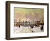 Trafalgar Square under Snow, London-John Sutton-Framed Giclee Print