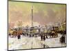 Trafalgar Square under Snow, London-John Sutton-Mounted Giclee Print