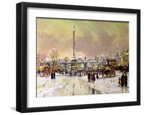 Trafalgar Square under Snow, London-John Sutton-Framed Giclee Print