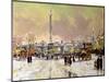 Trafalgar Square under Snow, London-John Sutton-Mounted Giclee Print