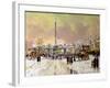 Trafalgar Square under Snow, London-John Sutton-Framed Giclee Print