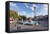 Trafalgar Square with Nelson's Column and Fountain, London, England-Markus Lange-Framed Stretched Canvas