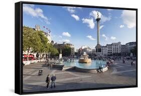 Trafalgar Square with Nelson's Column and Fountain, London, England-Markus Lange-Framed Stretched Canvas