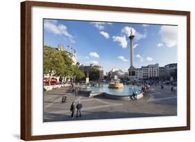 Trafalgar Square with Nelson's Column and Fountain, London, England-Markus Lange-Framed Photographic Print