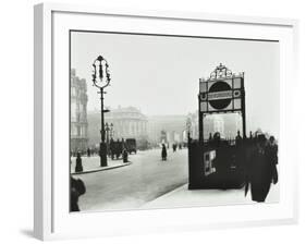 Trafalgar Square with Underground Entrance and Admiralty Arch Behind, London, 1913-null-Framed Photographic Print