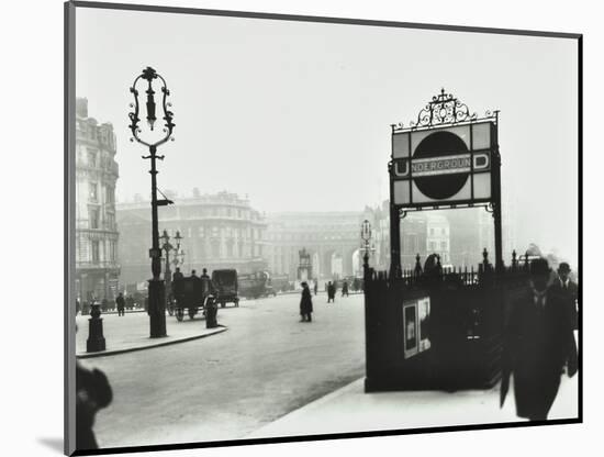 Trafalgar Square with Underground Entrance and Admiralty Arch Behind, London, 1913-null-Mounted Photographic Print