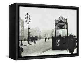 Trafalgar Square with Underground Entrance and Admiralty Arch Behind, London, 1913-null-Framed Stretched Canvas