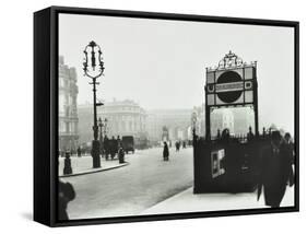 Trafalgar Square with Underground Entrance and Admiralty Arch Behind, London, 1913-null-Framed Stretched Canvas