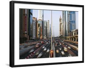 Traffic and New High Rise Buildings Along Sheikh Zayed Road, Dubai, United Arab Emirates-Gavin Hellier-Framed Photographic Print