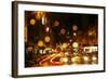 Traffic and rain at night, Lower Stuart St Dunedin, Otago, New Zealand-David Wall-Framed Photographic Print