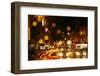 Traffic and rain at night, Lower Stuart St Dunedin, Otago, New Zealand-David Wall-Framed Photographic Print