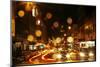 Traffic and rain at night, Lower Stuart St Dunedin, Otago, New Zealand-David Wall-Mounted Photographic Print