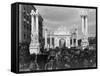 Traffic at Dewey Arch-null-Framed Stretched Canvas