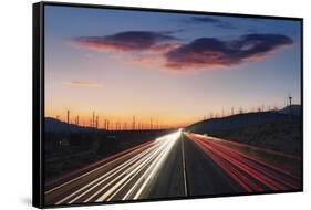 Traffic at Dusk on Interstate 10.-Jon Hicks-Framed Stretched Canvas