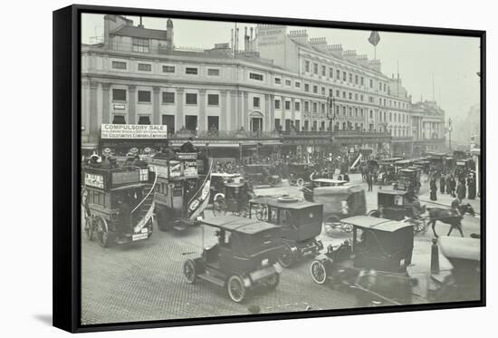 Traffic at Oxford Circus, London, 1910-null-Framed Stretched Canvas