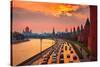 Traffic at Sunset near Kremlin Wall in Moscow, Russia.-logoboom-Stretched Canvas