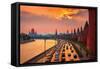 Traffic at Sunset near Kremlin Wall in Moscow, Russia.-logoboom-Framed Stretched Canvas