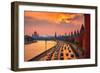 Traffic at Sunset near Kremlin Wall in Moscow, Russia.-logoboom-Framed Photographic Print