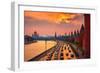 Traffic at Sunset near Kremlin Wall in Moscow, Russia.-logoboom-Framed Photographic Print