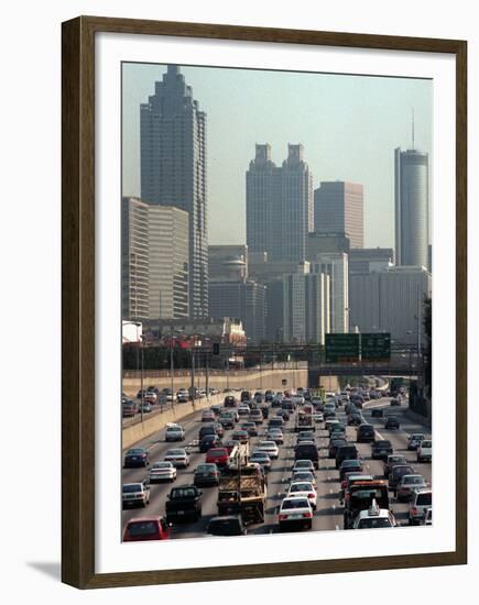 Traffic Backs up on the Downtown Connector in Atlanta-null-Framed Premium Photographic Print