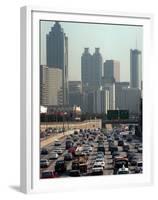 Traffic Backs up on the Downtown Connector in Atlanta-null-Framed Premium Photographic Print