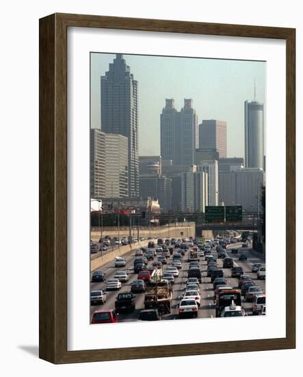 Traffic Backs up on the Downtown Connector in Atlanta-null-Framed Photographic Print