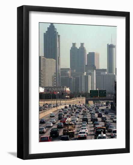 Traffic Backs up on the Downtown Connector in Atlanta-null-Framed Photographic Print