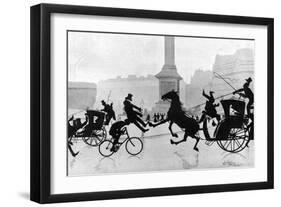 Traffic Chaos in Silhouette-null-Framed Art Print