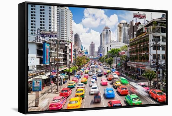 Traffic Congestion in Central Bangkok, Thailand, Southeast Asia, Asia-Gavin Hellier-Framed Stretched Canvas
