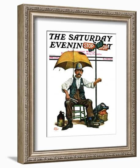 "Traffic Cop," Saturday Evening Post Cover, June 5, 1926-Alan Foster-Framed Giclee Print