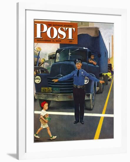 "Traffic Cop," Saturday Evening Post Cover, September 3, 1949-George Hughes-Framed Giclee Print