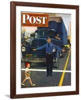 "Traffic Cop," Saturday Evening Post Cover, September 3, 1949-George Hughes-Framed Giclee Print