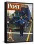 "Traffic Cop," Saturday Evening Post Cover, September 3, 1949-George Hughes-Framed Stretched Canvas