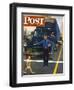 "Traffic Cop," Saturday Evening Post Cover, September 3, 1949-George Hughes-Framed Premium Giclee Print