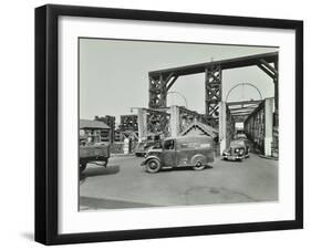 Traffic Driving on to the Woolwich Ferry, London, 1945-null-Framed Premium Photographic Print