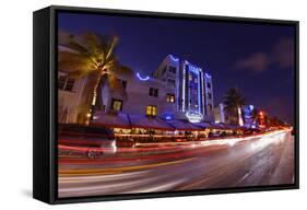 Traffic Early in the Evening in the Art Deco District, Ocean Drive, Miami South Beach-Axel Schmies-Framed Stretched Canvas