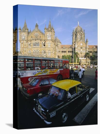 Traffic in Front of the Station, Victoria Railway Terminus, Mumbai, Maharashtra State, India-Gavin Hellier-Stretched Canvas