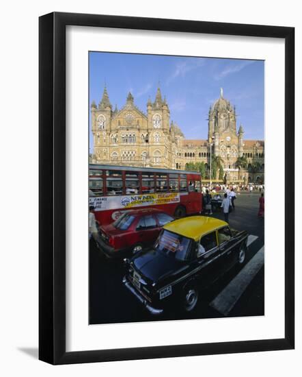 Traffic in Front of the Station, Victoria Railway Terminus, Mumbai, Maharashtra State, India-Gavin Hellier-Framed Photographic Print