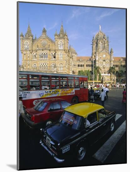 Traffic in Front of the Station, Victoria Railway Terminus, Mumbai, Maharashtra State, India-Gavin Hellier-Mounted Photographic Print