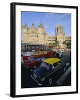 Traffic in Front of the Station, Victoria Railway Terminus, Mumbai, Maharashtra State, India-Gavin Hellier-Framed Photographic Print