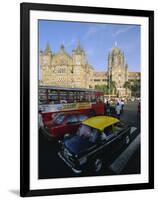 Traffic in Front of the Station, Victoria Railway Terminus, Mumbai, Maharashtra State, India-Gavin Hellier-Framed Photographic Print