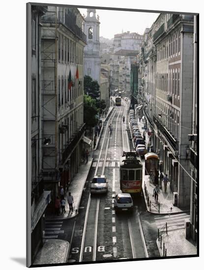 Traffic in the Baixa Area, Lisbon, Portugal-Yadid Levy-Mounted Photographic Print