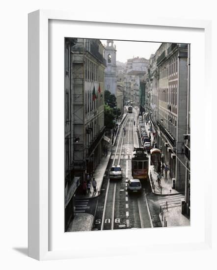 Traffic in the Baixa Area, Lisbon, Portugal-Yadid Levy-Framed Photographic Print