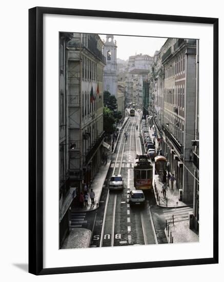 Traffic in the Baixa Area, Lisbon, Portugal-Yadid Levy-Framed Photographic Print