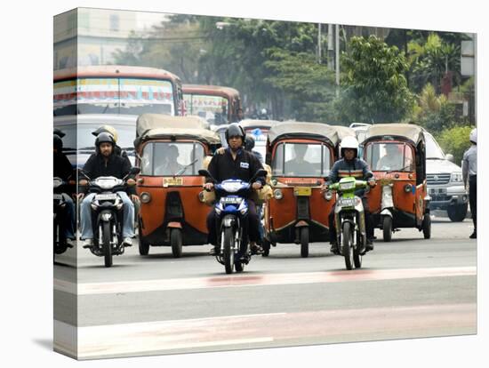 Traffic Including Tuk-Tuk or Bajaj, Jakarta, Java, Indonesia, Southeast Asia-Porteous Rod-Stretched Canvas