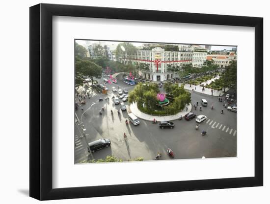 Traffic Intersection Nguyen Hue Boulevard and Le Loi Boulevard, Ho Chi Minh City (Saigon), Vietnam-Yadid Levy-Framed Photographic Print