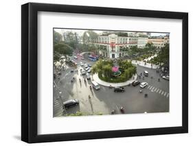 Traffic Intersection Nguyen Hue Boulevard and Le Loi Boulevard, Ho Chi Minh City (Saigon), Vietnam-Yadid Levy-Framed Photographic Print