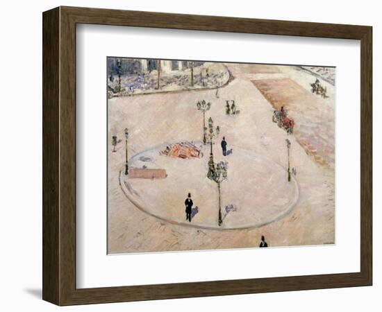 Traffic Island on Boulevard Haussmann, 1880-Gustave Caillebotte-Framed Giclee Print