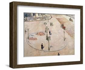 Traffic Island on Boulevard Haussmann, 1880-Gustave Caillebotte-Framed Giclee Print