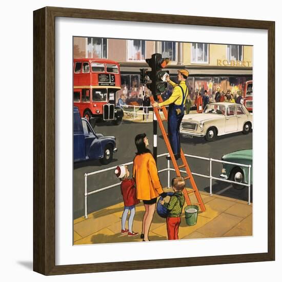 Traffic Light Cleaner-null-Framed Giclee Print